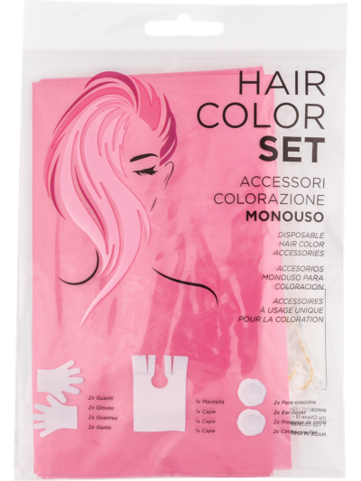 HAIR COLOR SET Набір для фарбування 2 рукавички + накидка + захисна плівка для вух